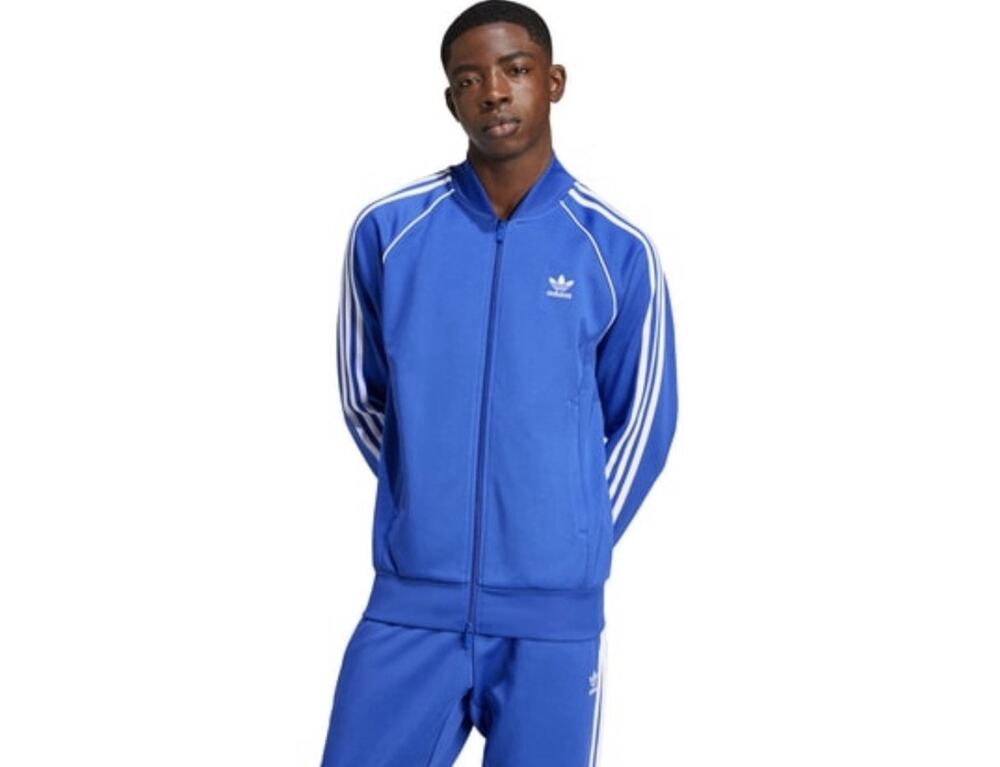 Mens Best Fit 2XL (See Measure) Adidas Royal Blue Track Zip Up Jacket 3 Stripes